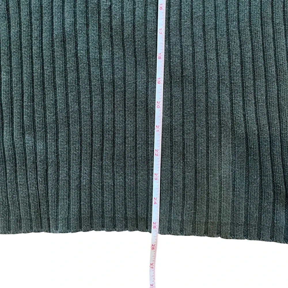 VTG American Eagle Men XL Green Ribbed Mock Neck Sweater Cotton Elbow Patch 3249